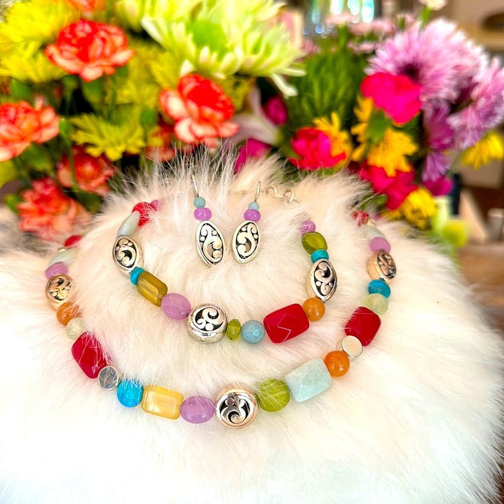 Brighton CONTEMPO SPLASH MultiColor German Czech glass Necklace Bracelet Earring